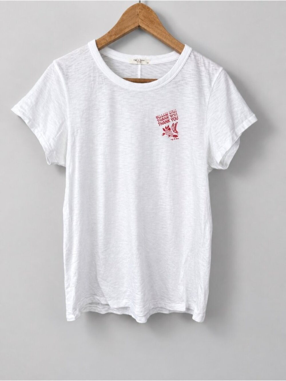 Rag & Bone White Crew Neck Size Large 100% Pima Cotton Graphic T Shirt